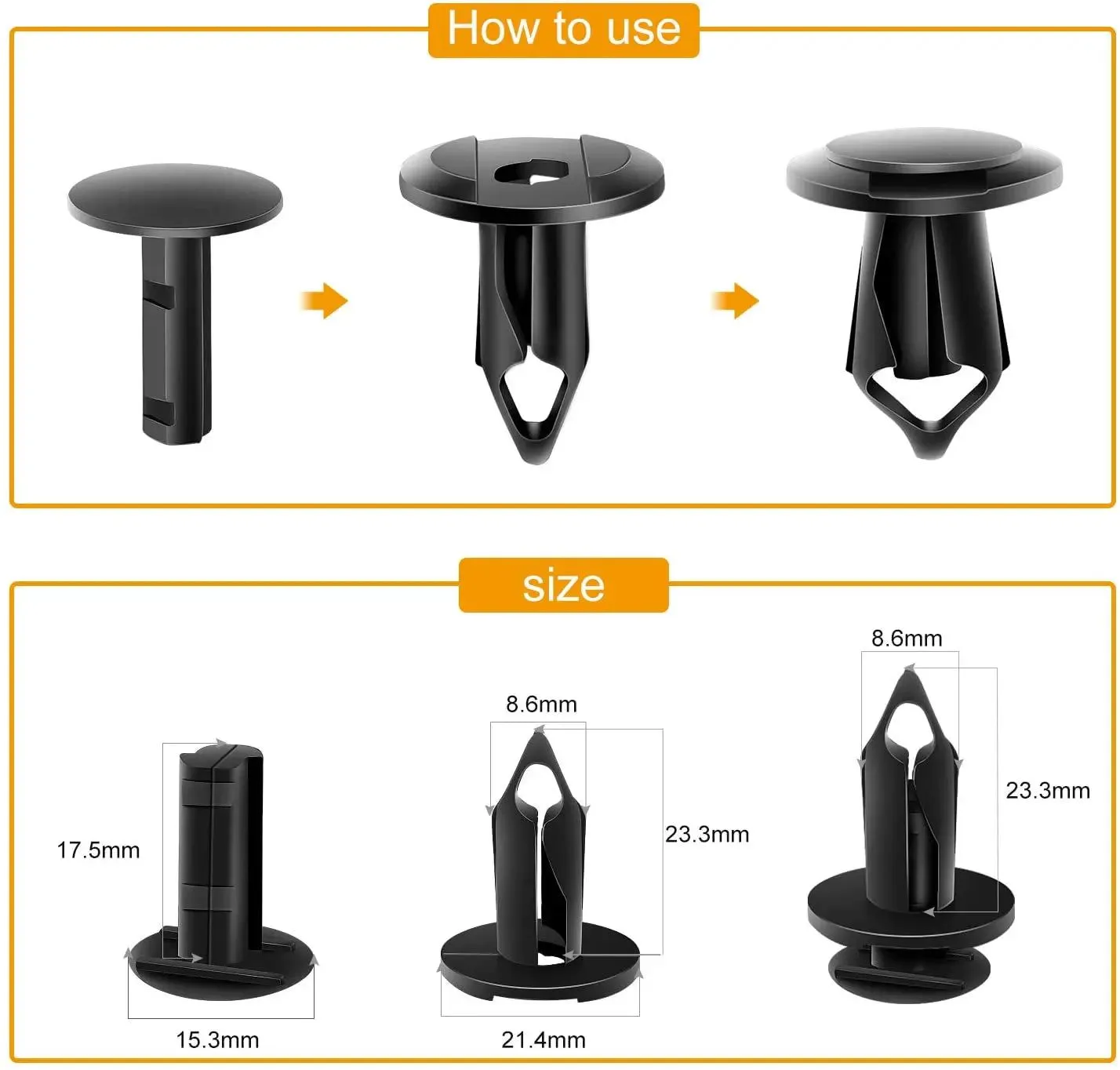 150 Pcs Car Push Retainer Clips Kits 2 Sizes Universal Auto Clips Fastener