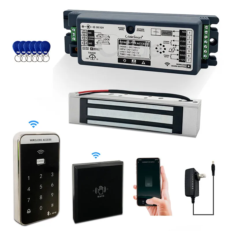 2.4Ghz Smart Phone Control Door System, Touchless Switch Control 400lbs Magnetic Lock with Outdoor Keypad/ RFID Reader