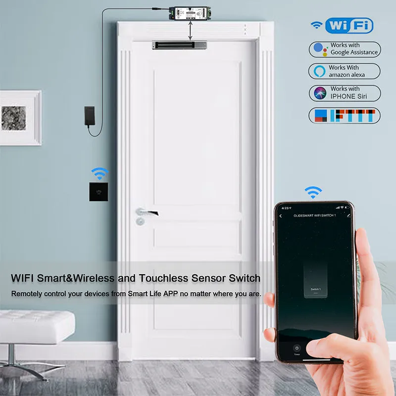 2.4Ghz Smart Phone Control Door System, Touchless Switch Control 400lbs Magnetic Lock with Outdoor Keypad/ RFID Reader