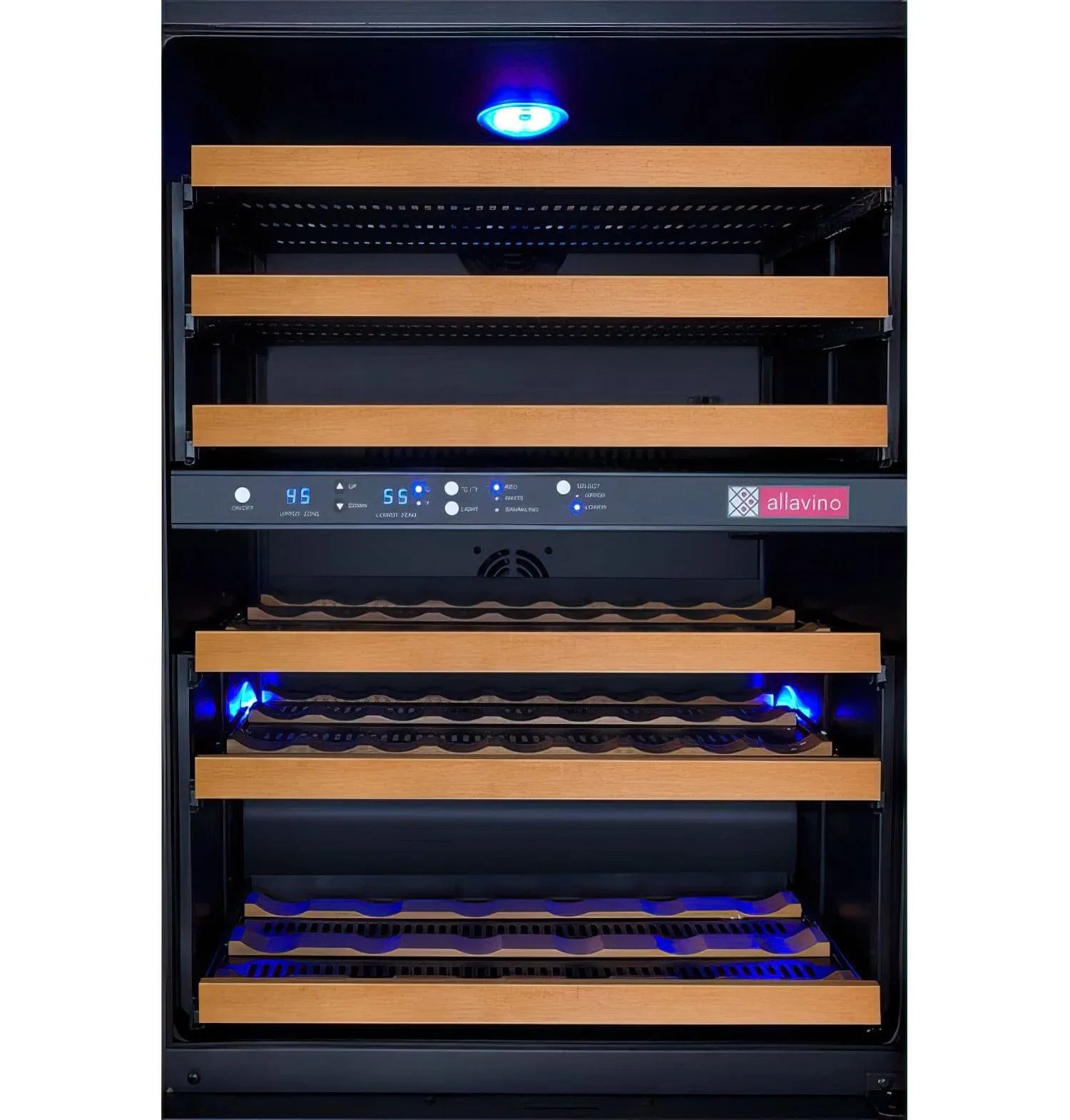 24" Wide FlexCount II Tru-Vino 56 Bottle Dual Zone Black Left Hinge Wine Refrigerator