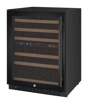 24" Wide FlexCount II Tru-Vino 56 Bottle Dual Zone Black Left Hinge Wine Refrigerator