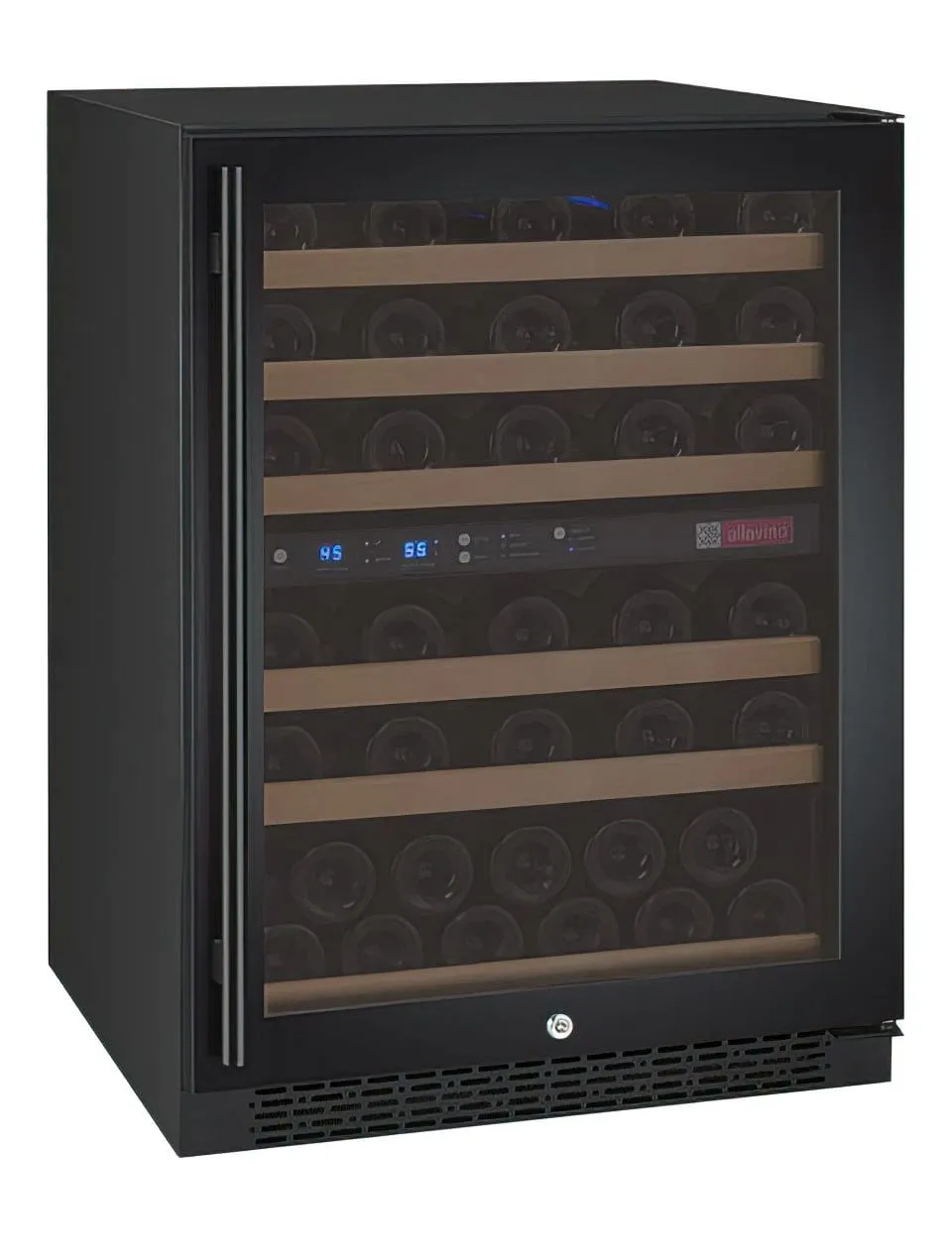 24" Wide FlexCount II Tru-Vino 56 Bottle Dual Zone Black Right Hinge Wine Refrigerator