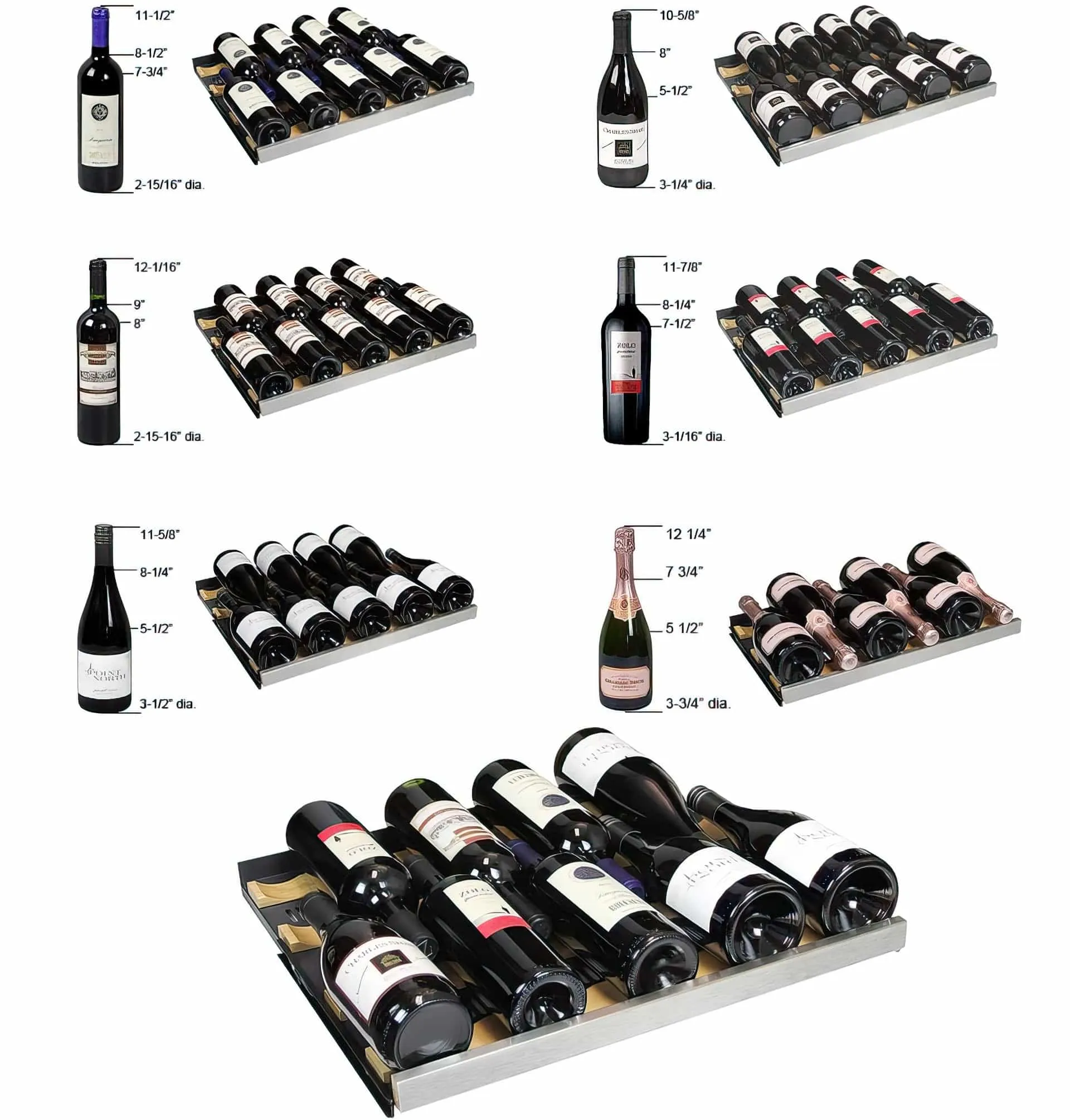 24" Wide FlexCount II Tru-Vino 56 Bottle Dual Zone Black Right Hinge Wine Refrigerator
