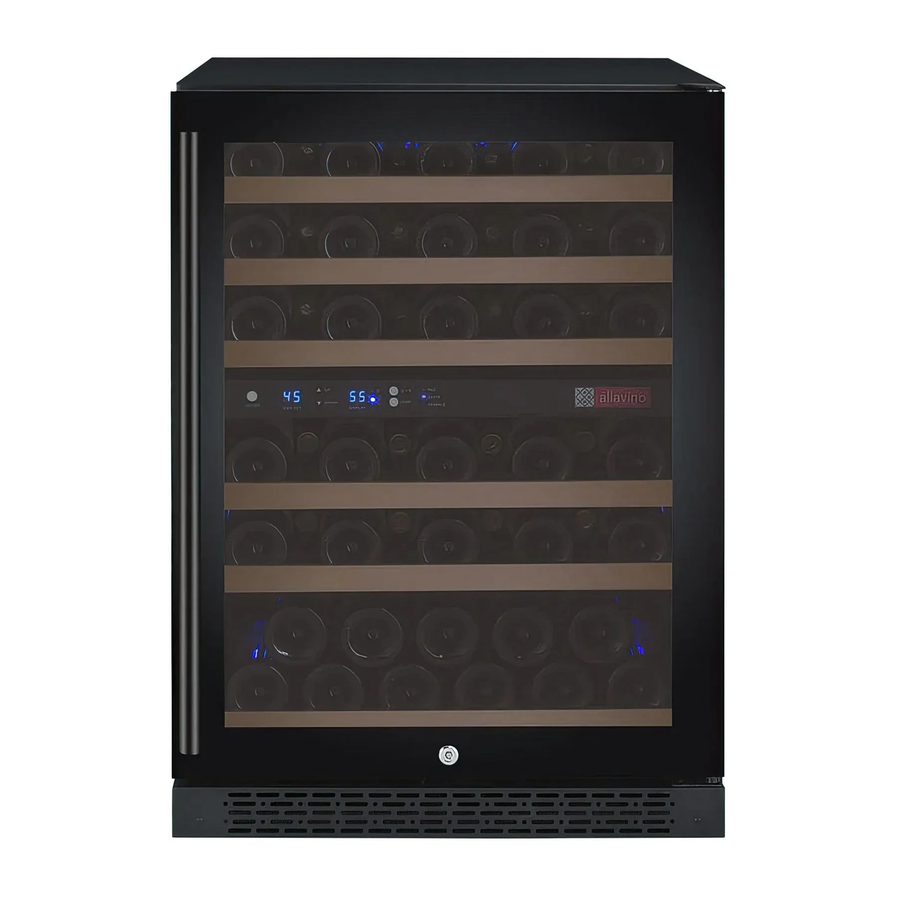 24" Wide FlexCount II Tru-Vino 56 Bottle Dual Zone Black Right Hinge Wine Refrigerator