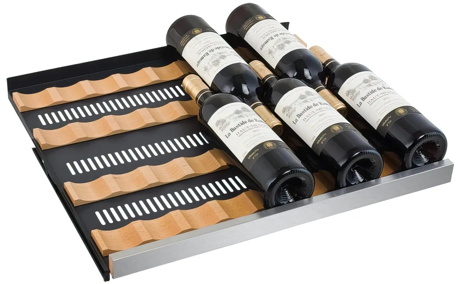 24" Wide FlexCount II Tru-Vino 56 Bottle Dual Zone Stainless Steel Left Hinge Wine Refrigerator