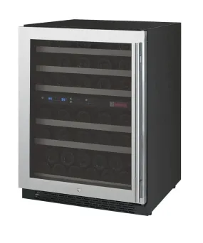 24" Wide FlexCount II Tru-Vino 56 Bottle Dual Zone Stainless Steel Left Hinge Wine Refrigerator