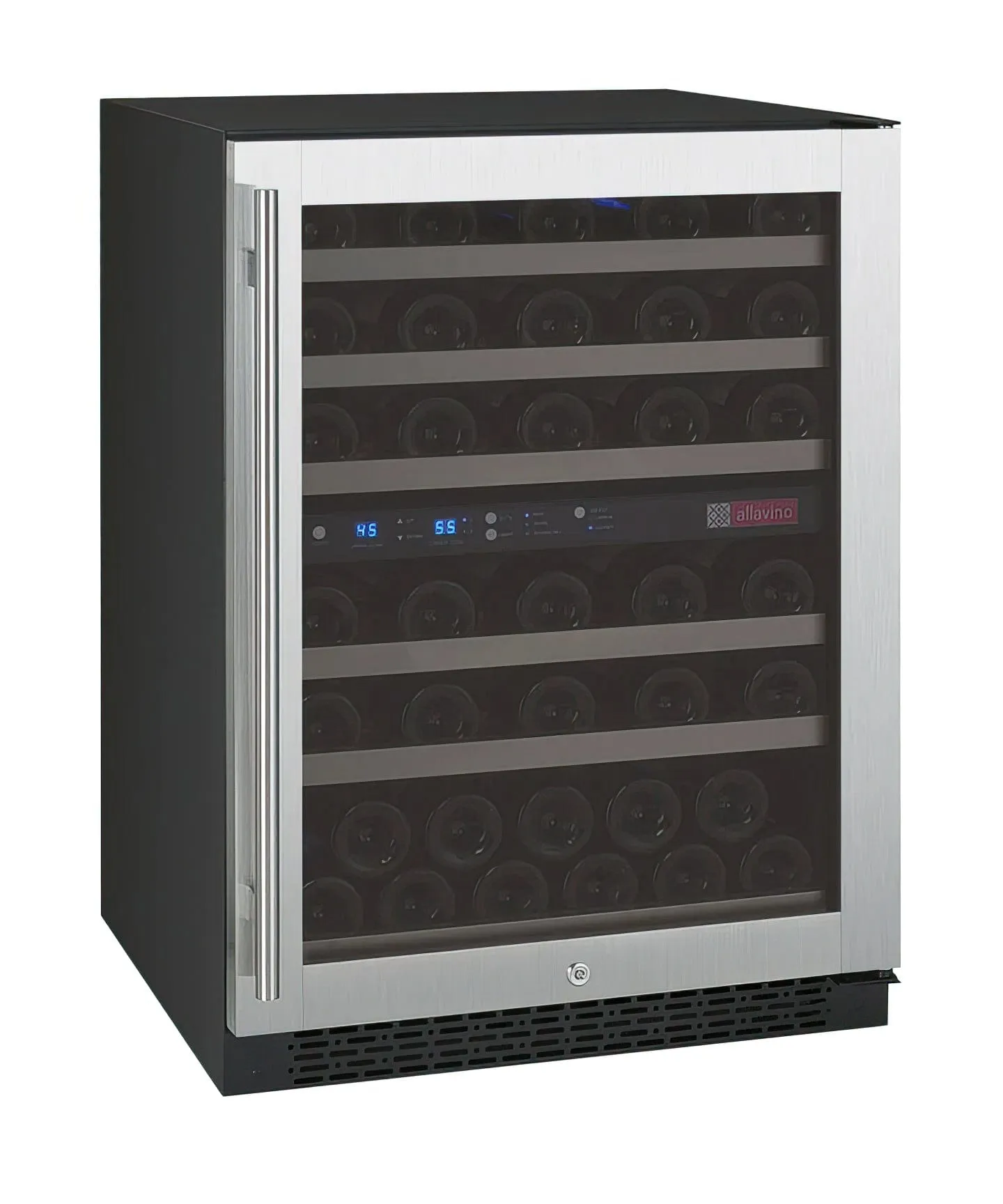 24" Wide FlexCount II Tru-Vino 56 Bottle Dual Zone Stainless Steel Right Hinge Wine Refrigerator