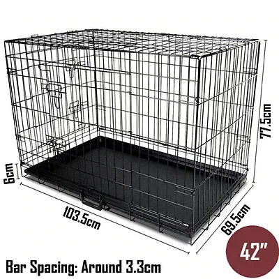42" Portable Pet Dog Cage Collapsible Metal Crate Kennel