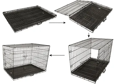 48" Portable Pet Dog Cage Collapsible Metal Crate Kennel