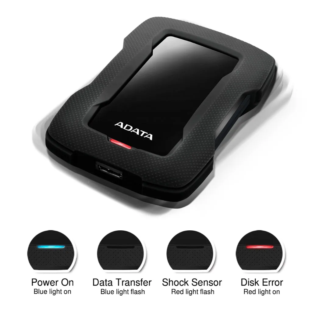 Adata HD330 USB3.0 Portable External Hard Drive HDD With Shock Sensors Protection - Red/Black/Blue (1TB / 2TB / 4TB)