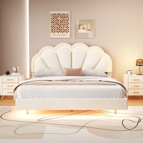 Atlantic Queen Size Platform Bed Frame withe LED - Beige