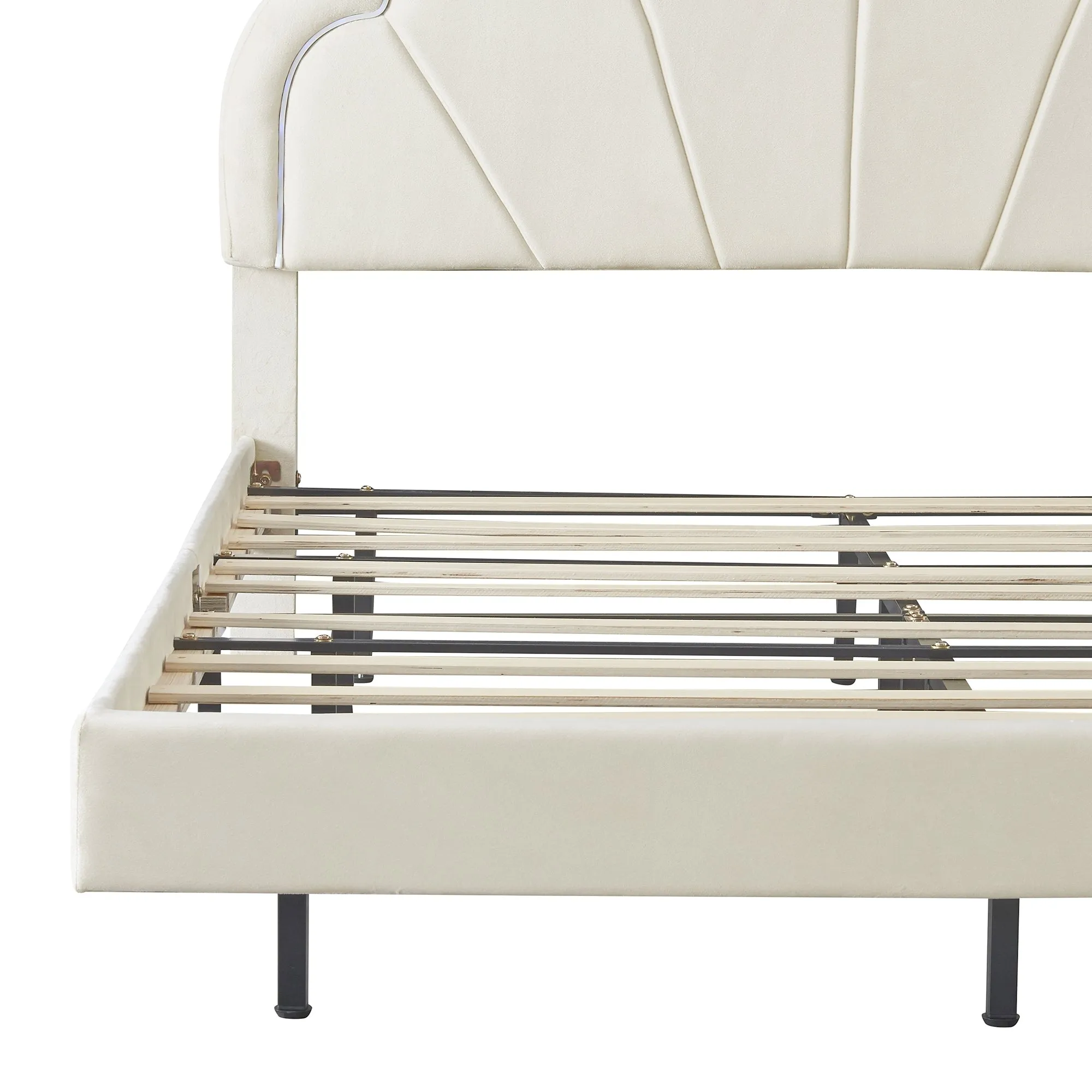Atlantic Queen Size Platform Bed Frame withe LED - Beige