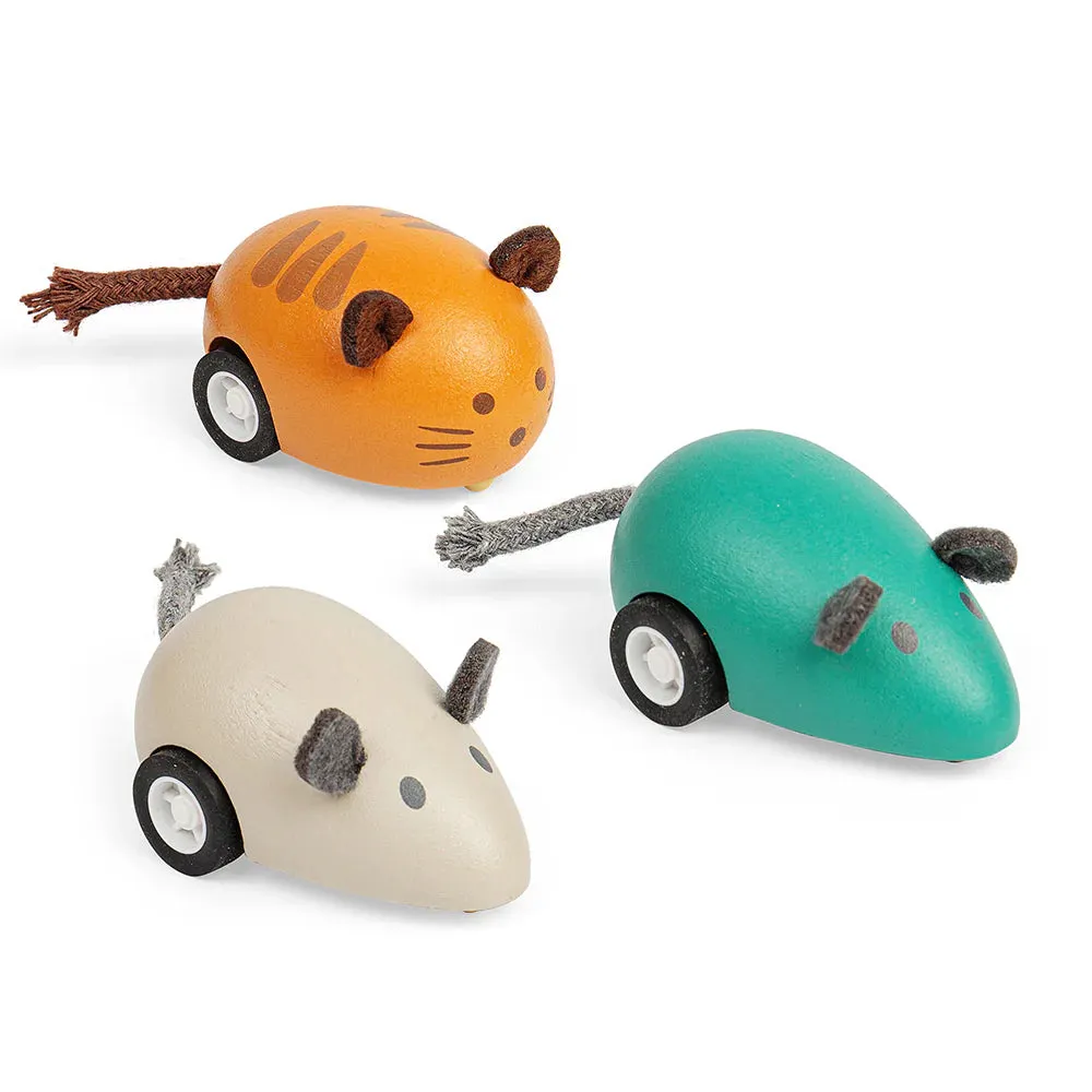 Bigjigs Cat and Mouse Pull-back Racers (set of 3)