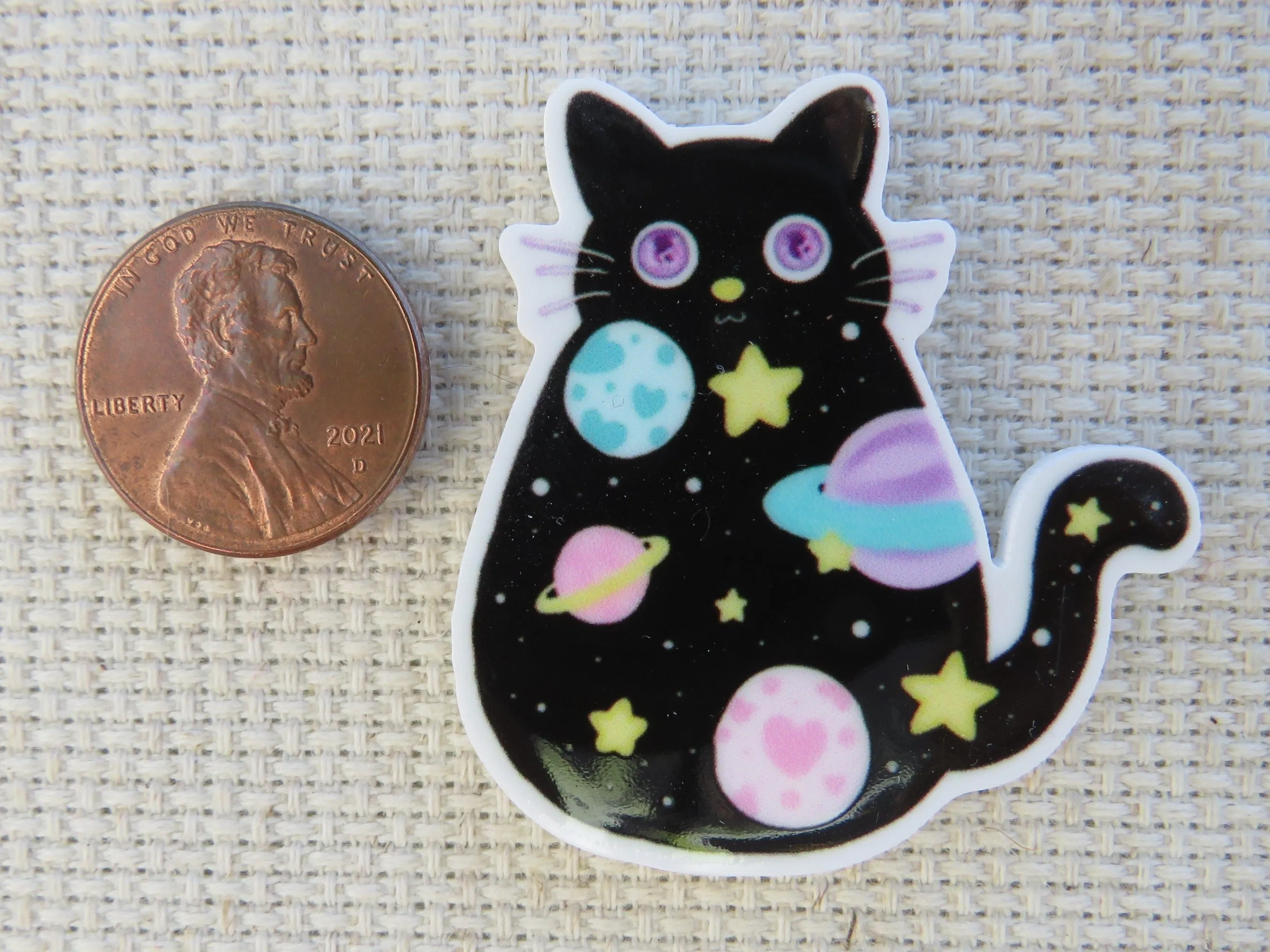 Black Celestial Cat Needle Minder, Cover Minder, Magnet