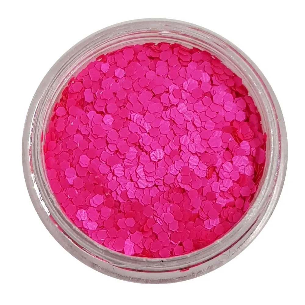 Bright Pink Chunky Glitter (UV Glitter Mini Hexagons) - Shocking Pink