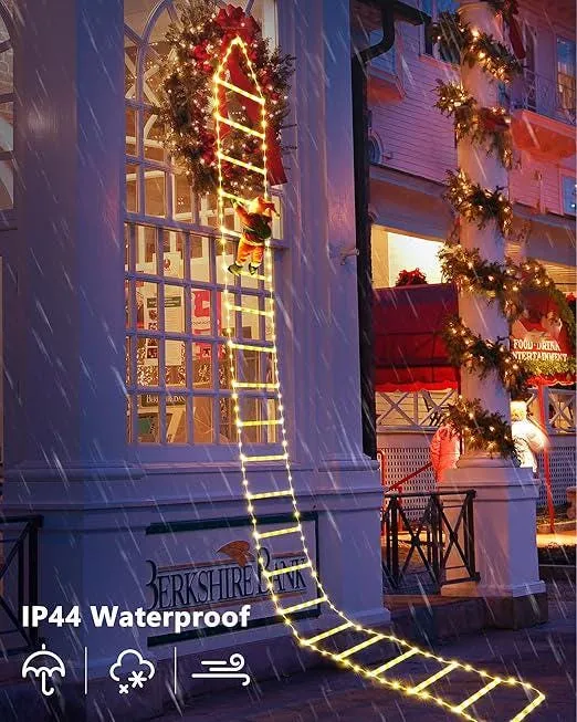 Christmas Ladder Lights With Santa Claus - 338 LED Christmas Lights, 8 Modes, Timer Memory Function Xmas Tree Christmas Decorations