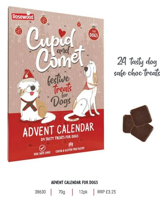 Cupid & Comet | Christmas Dog Gift | Carob Chocolate Advent Calendar