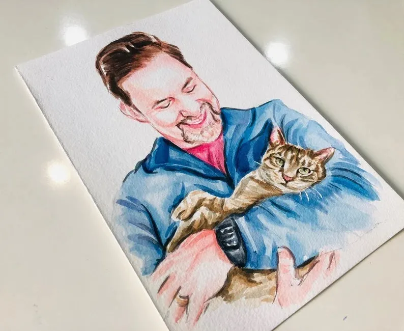custom pet portrait with owner Dog Portraits from Photos dog and owner portrait pet with owner