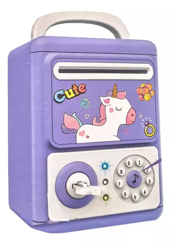 Cute Unicorn Key Open-Door & Password Unlock Piggy Bank