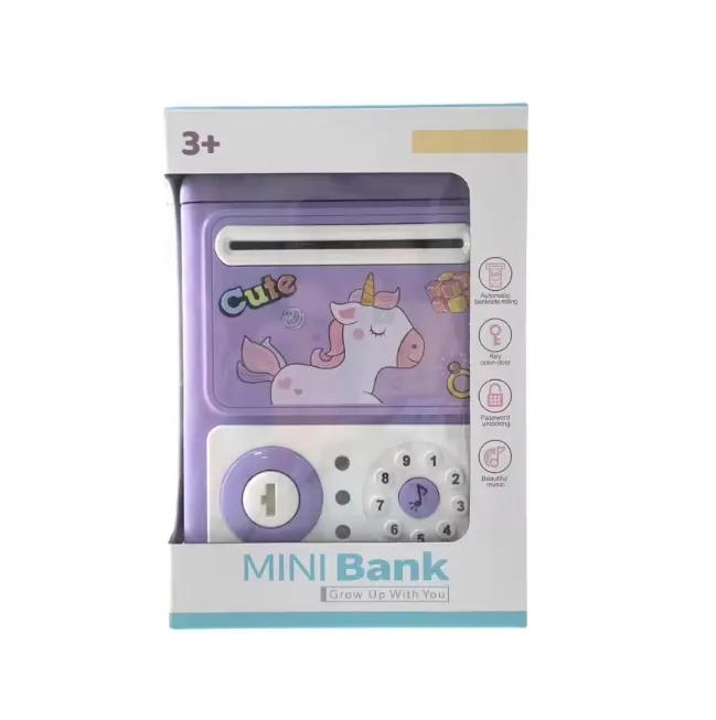 Cute Unicorn Key Open-Door & Password Unlock Piggy Bank