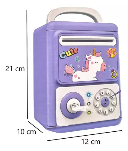 Cute Unicorn Key Open-Door & Password Unlock Piggy Bank