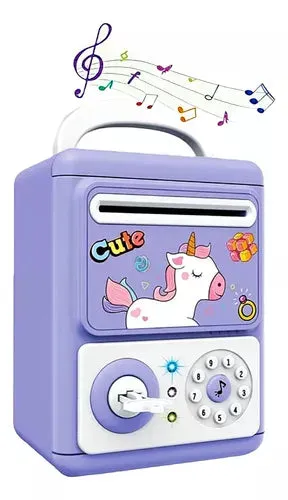 Cute Unicorn Key Open-Door & Password Unlock Piggy Bank