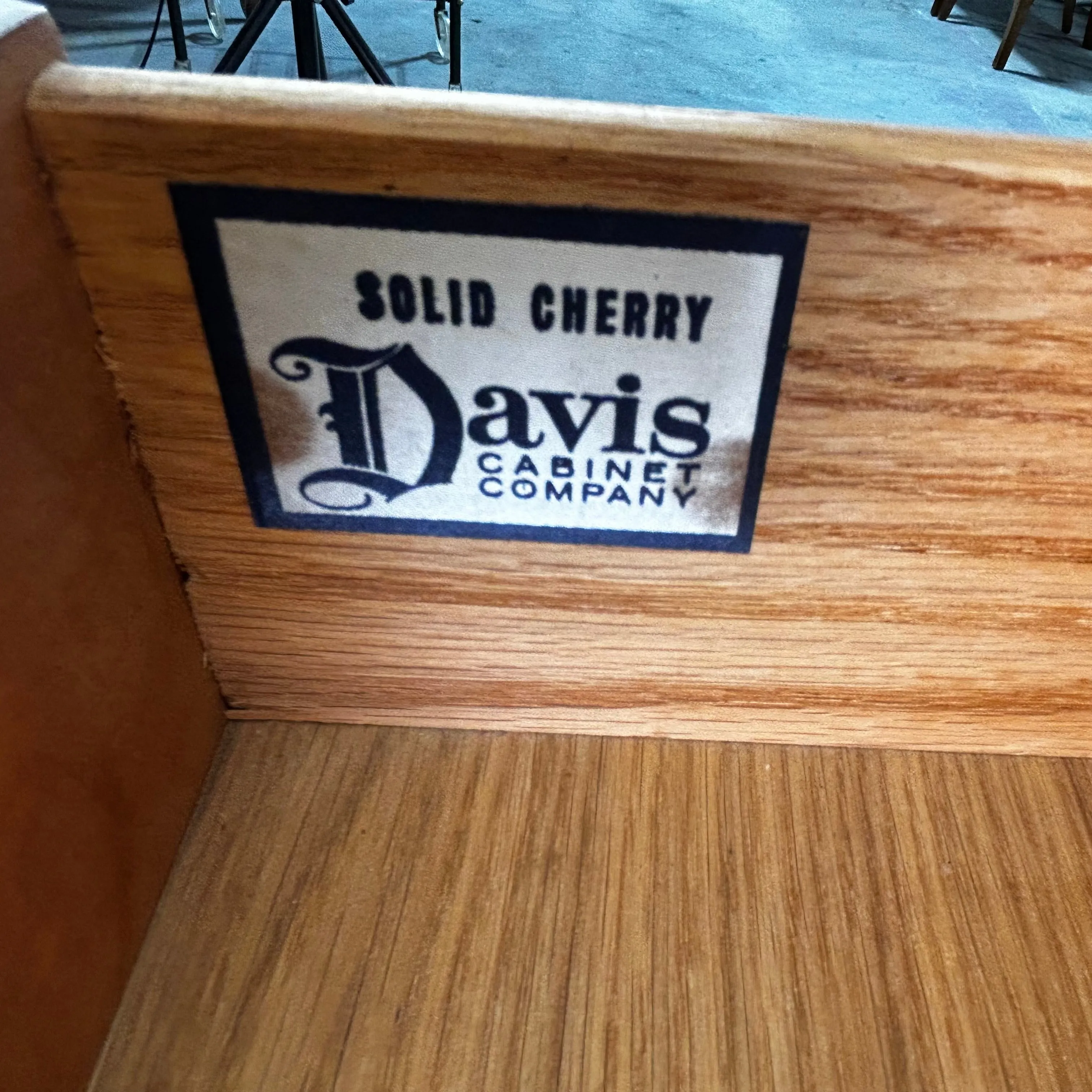 Davis Cabinet Co. Nightstand, Cherrywood, Metal Grilled Doors with Fabric, 1 Drawer