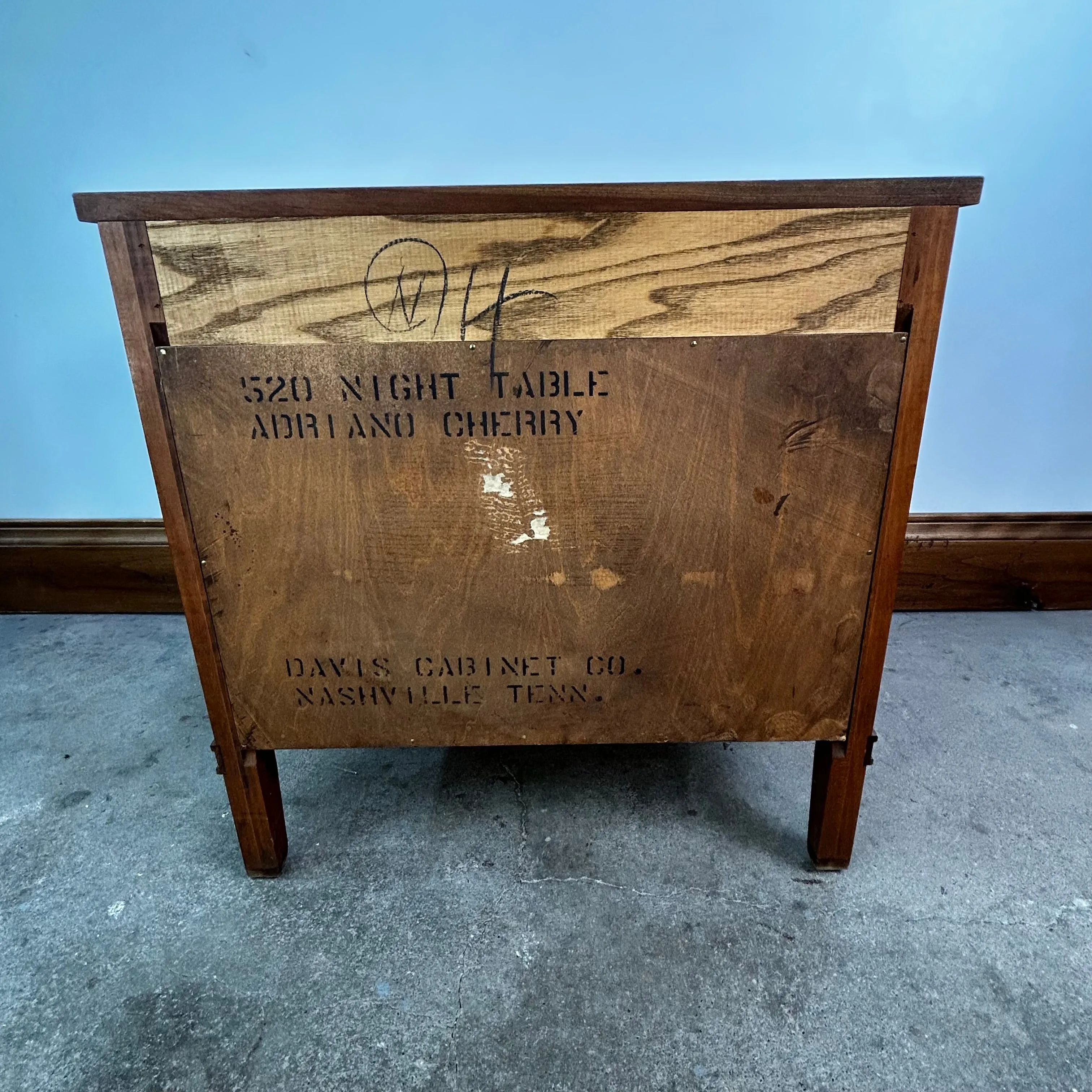 Davis Cabinet Co. Nightstand, Cherrywood, Metal Grilled Doors with Fabric, 1 Drawer