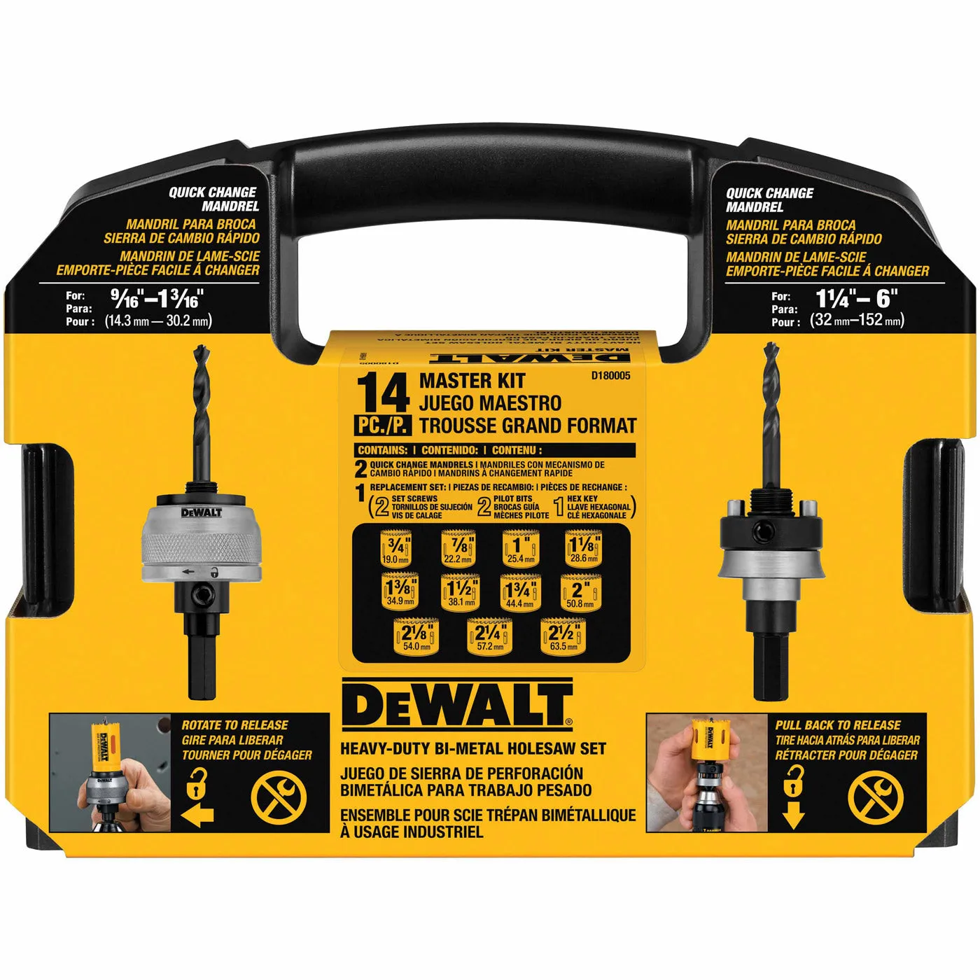 DeWalt D180005V 14 Piece Master Hole Saw Kit