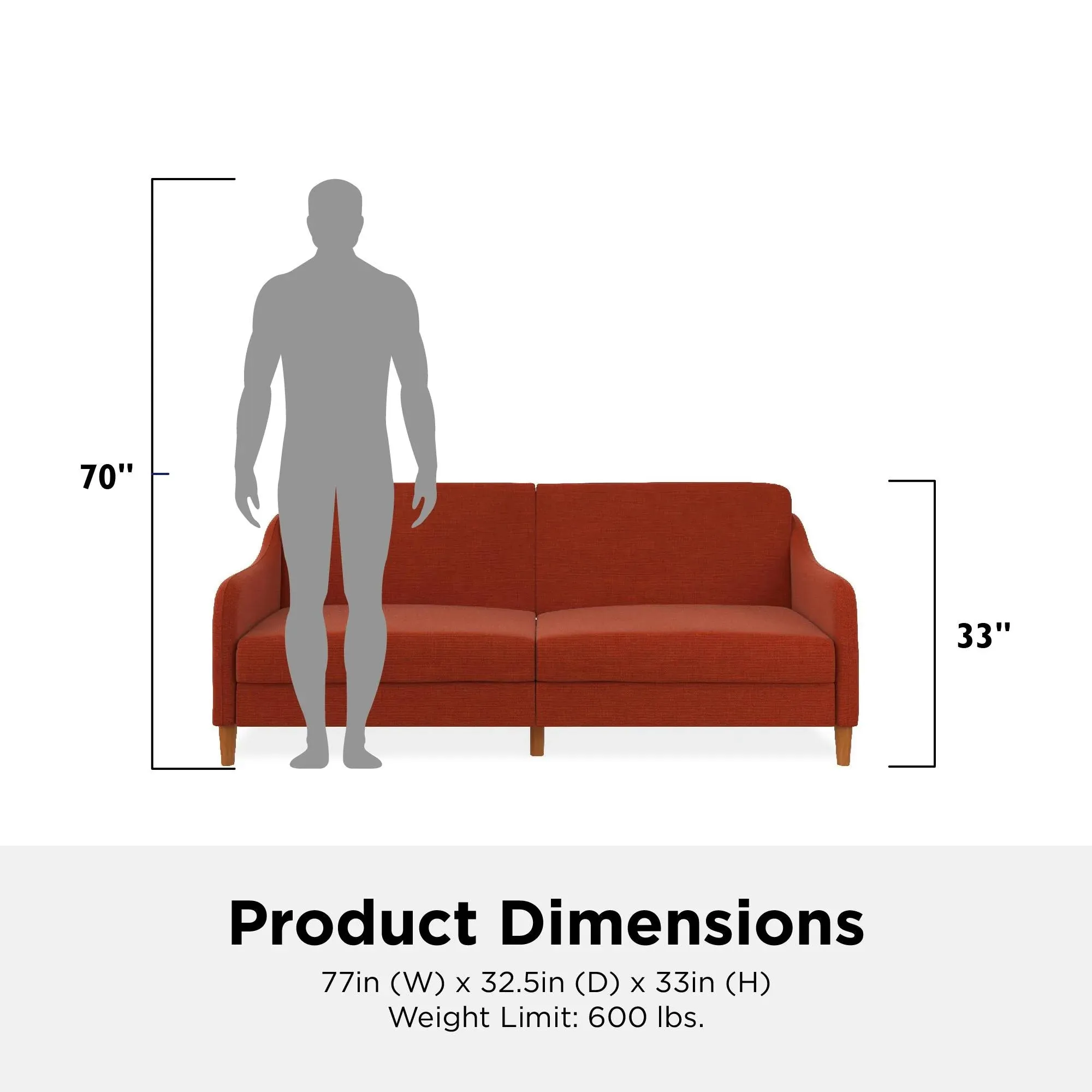 Dorel Home Jasper Sprung Sofa Bed