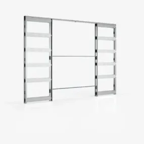 Double Pocket Door Sliding Kit   Handle & Doorjamb 100mm Oak Frame   Satin Chrome Hardware - All Sizes