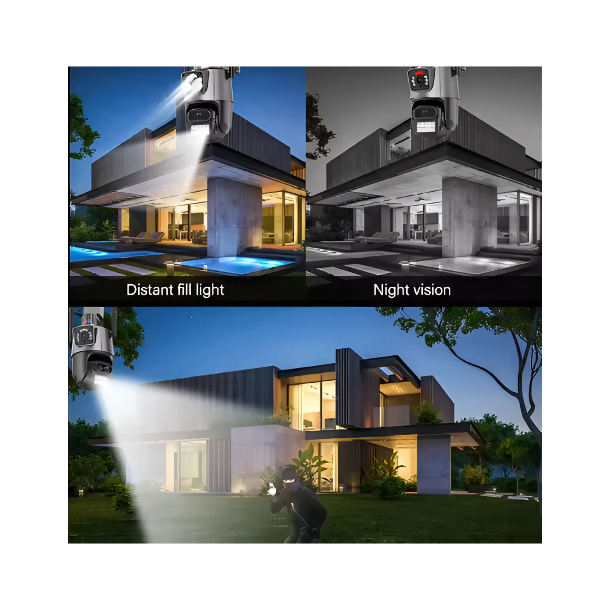 Dual-Lens Wi-Fi Security Camera for Full-Coverage Outdoor Monitoring
