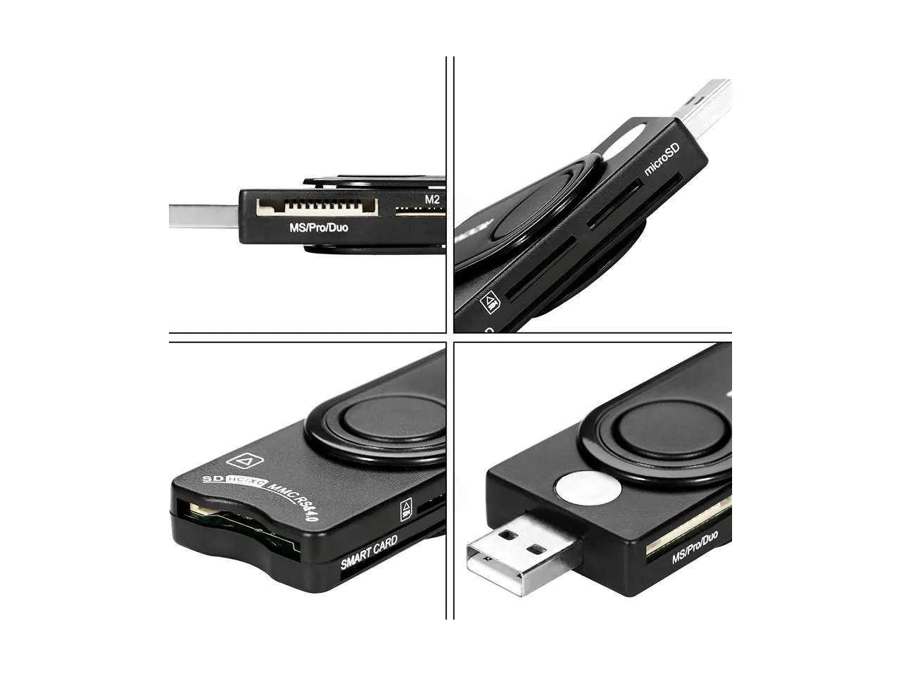EC2WORLD USB Smart Card Reader, Rocketek Memory Card Reader with SDHC/SDXC/SD Card Reader & Micro SD Card Reader for SIM and MMC RS & 4.0 Compatible with Windows, Linux/Unix, MacOS X