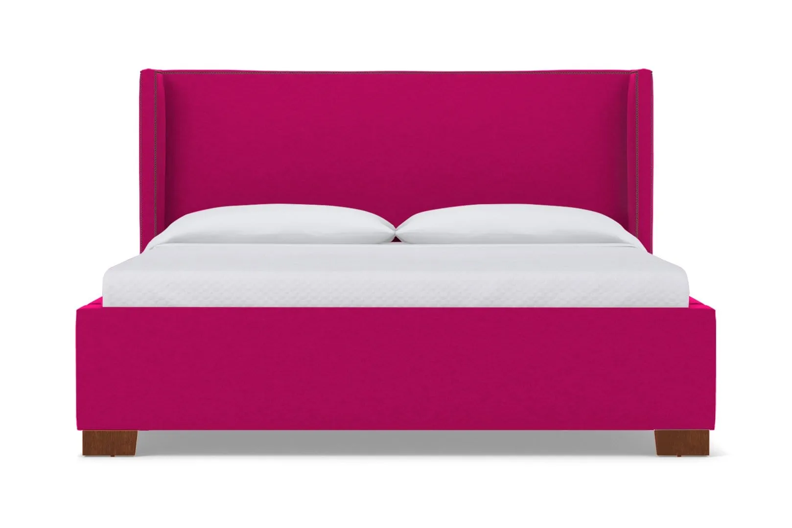 Everett Upholstered Bed :: Leg Finish: Pecan / Size: Queen Size