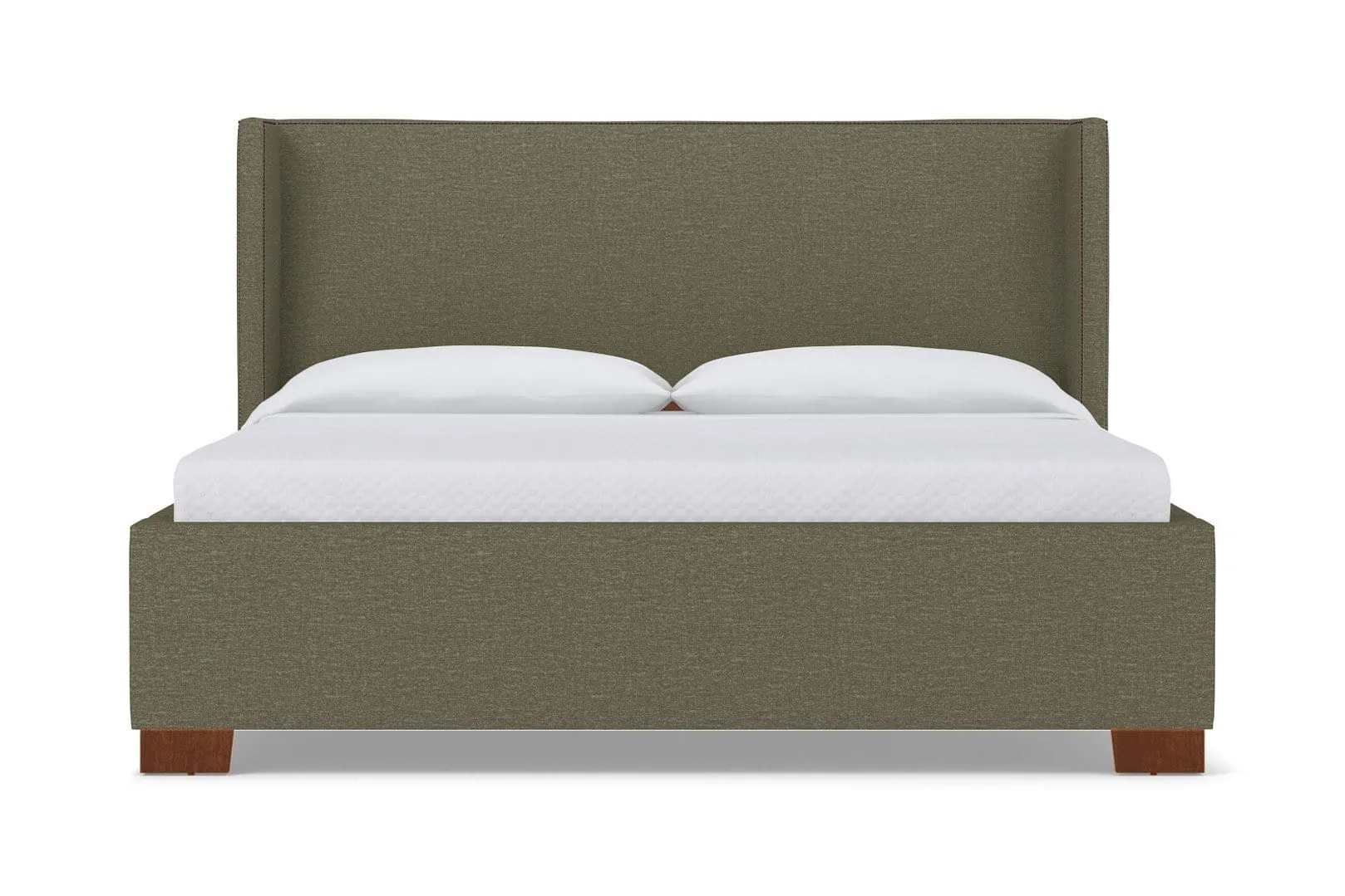 Everett Upholstered Bed :: Leg Finish: Pecan / Size: Queen Size
