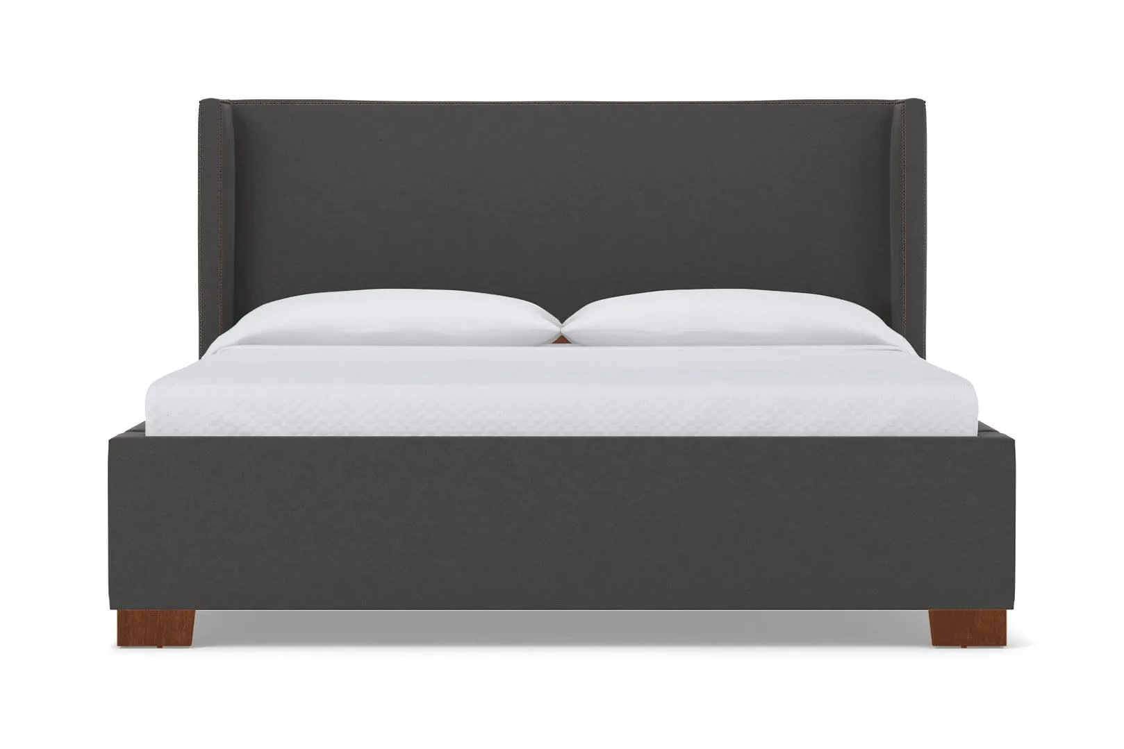 Everett Upholstered Bed :: Leg Finish: Pecan / Size: Queen Size