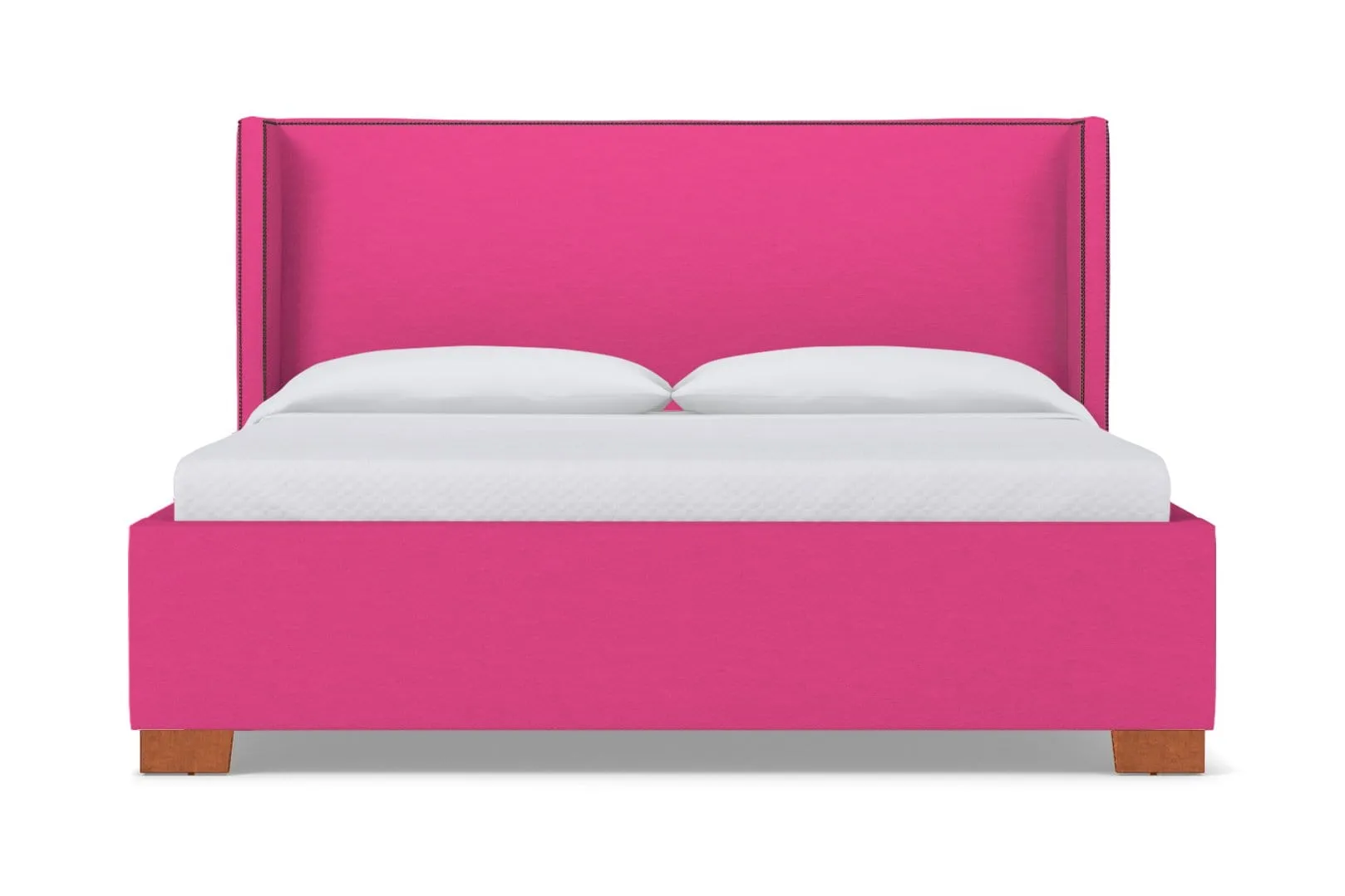 Everett Upholstered Bed :: Leg Finish: Pecan / Size: Queen Size