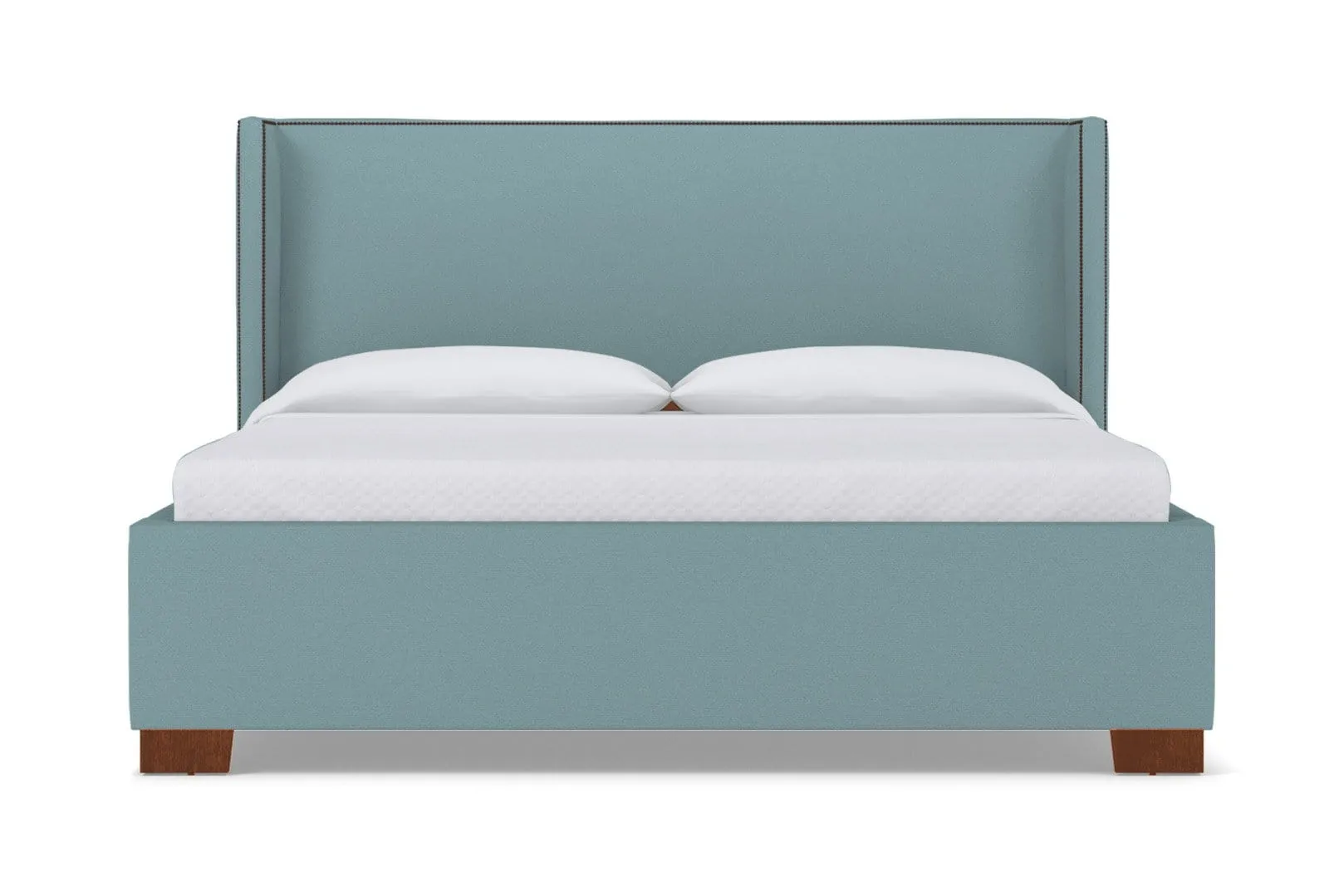 Everett Upholstered Bed :: Leg Finish: Pecan / Size: Queen Size