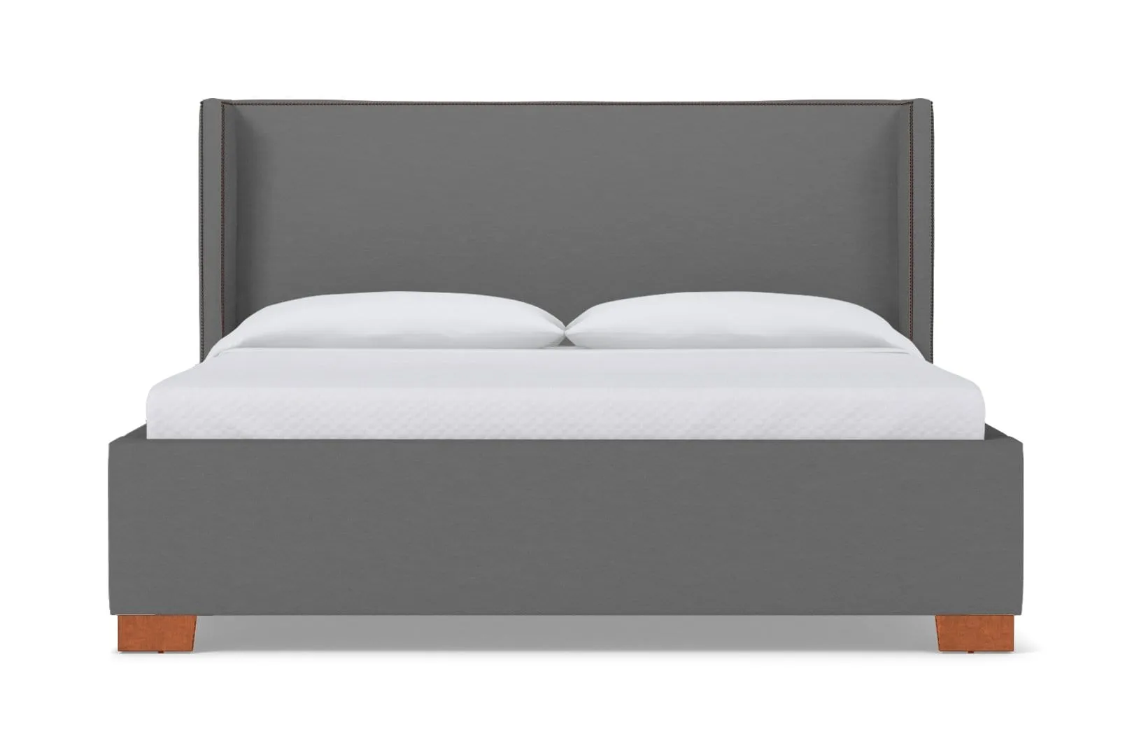 Everett Upholstered Bed :: Leg Finish: Pecan / Size: Queen Size