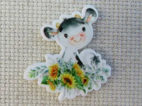 Flowery Cow Needle Minder, Cover Minder, Magnet