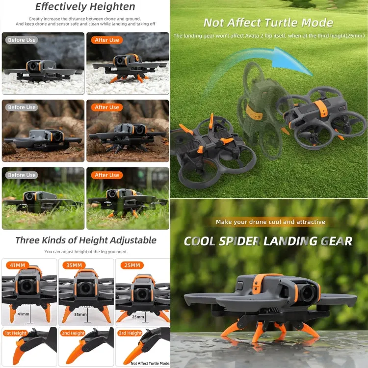 For DJI AVATA 2 Sunnylife LG797 Landing Gear Extensions Heightened Spider Gears Support Leg (Grey)