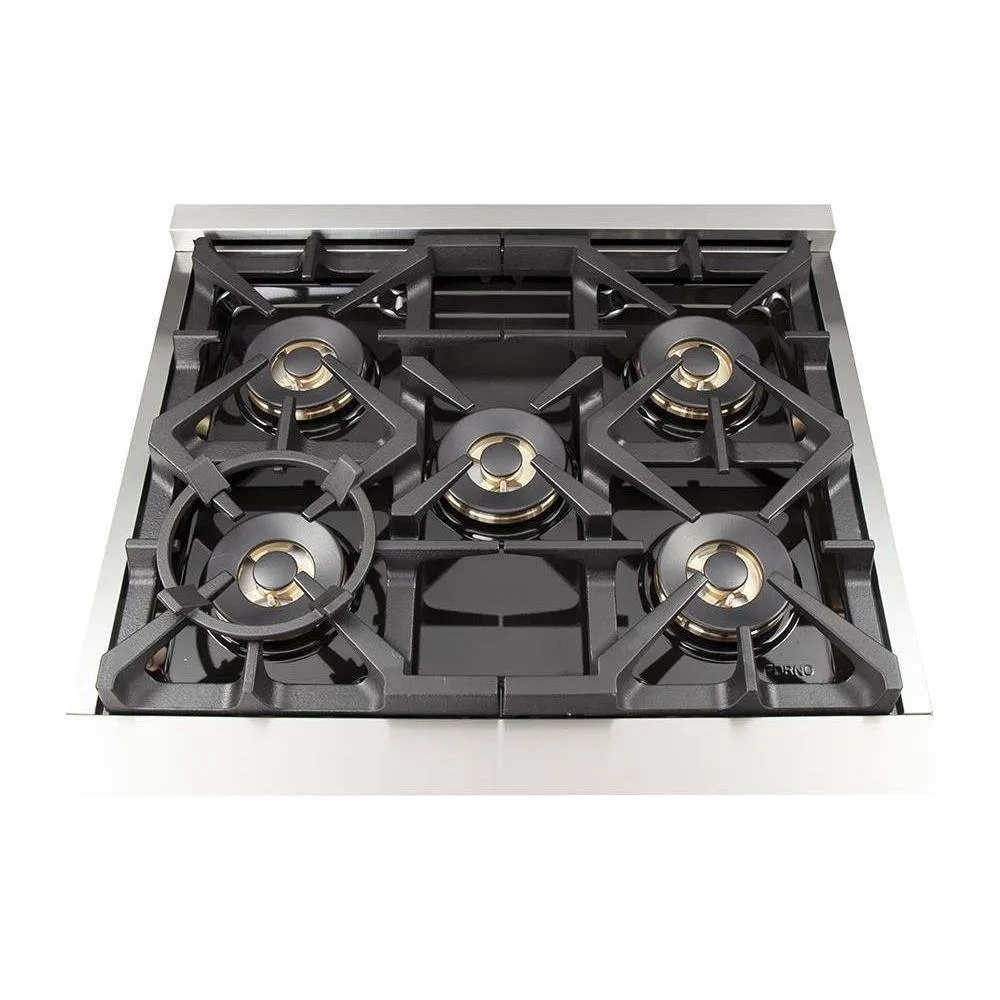 Forno 30" Dual Fuel Range, Premium Hood, Pro-Style Refrigerator & Stainless Steel Dishwasher Pro Appliance Package