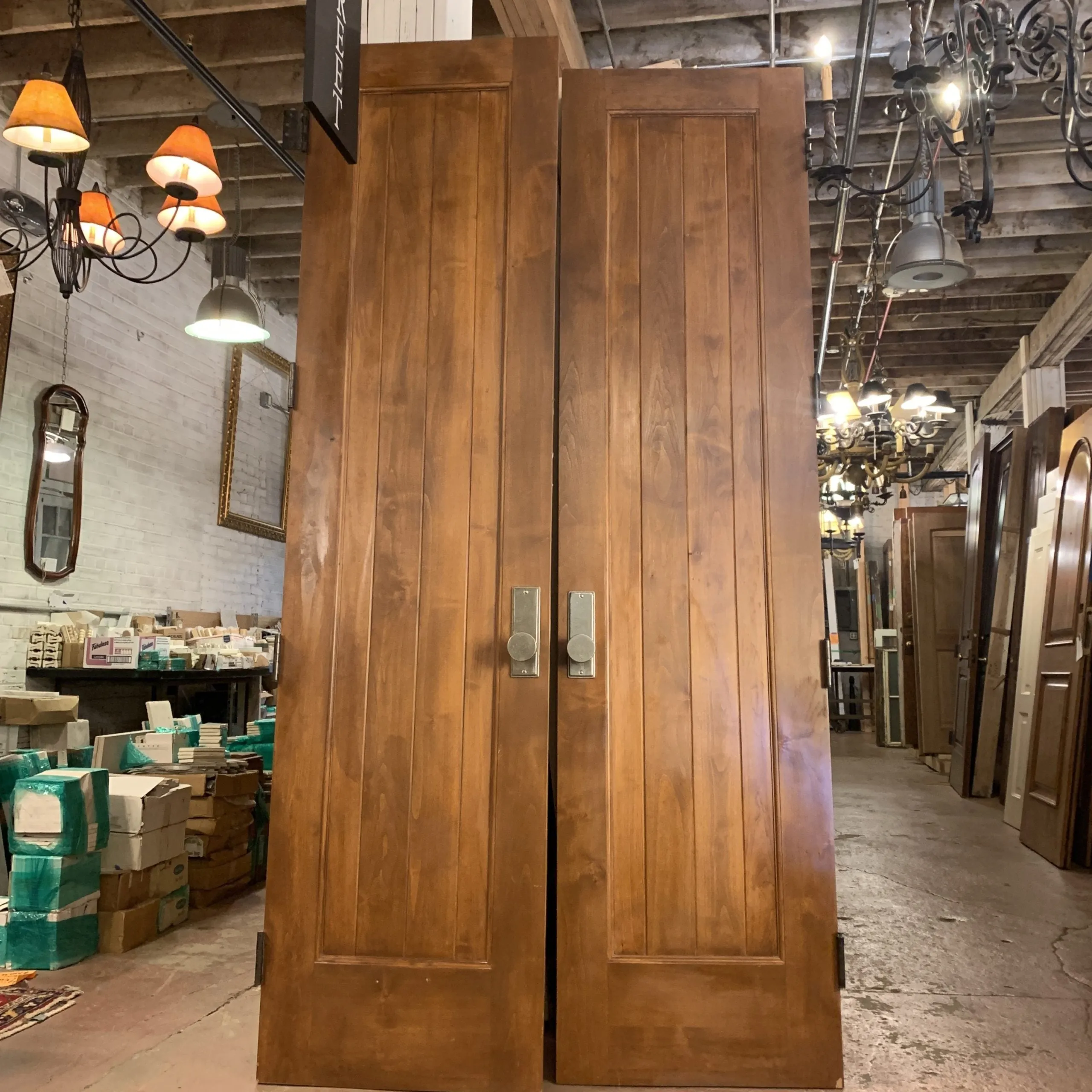 French Style Pair of Sold Wood Doors, Rocky Mountain Hardware