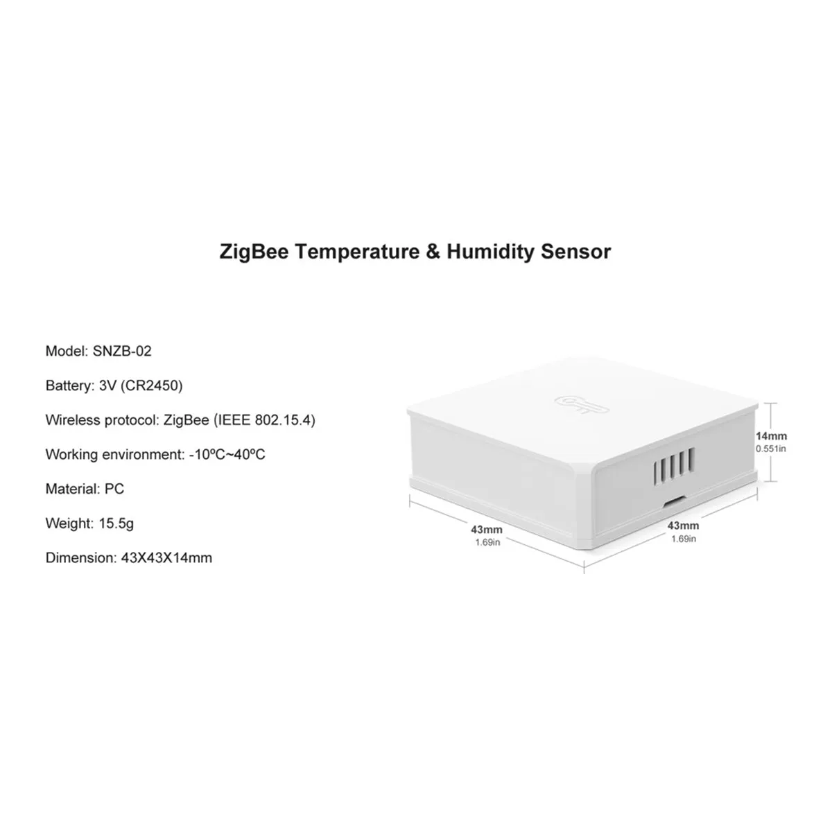 GloboStar® 80048 SONOFF SNZB-02-R3 – Zigbee Wireless Temperature & Humidity Sensor Real Time Monitoring
