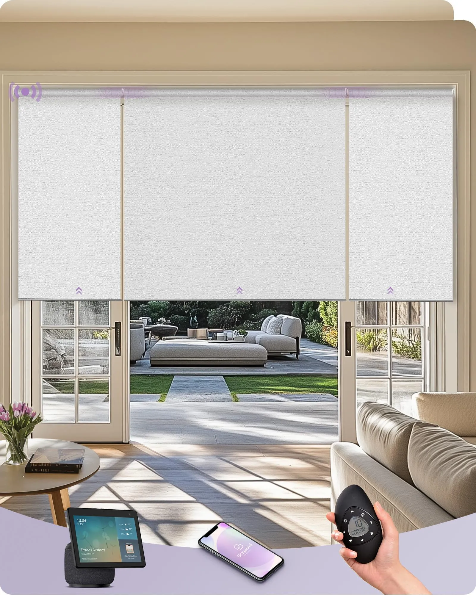 Graywind Motorized Coupled Roller Shades | Linked Roller Blinds