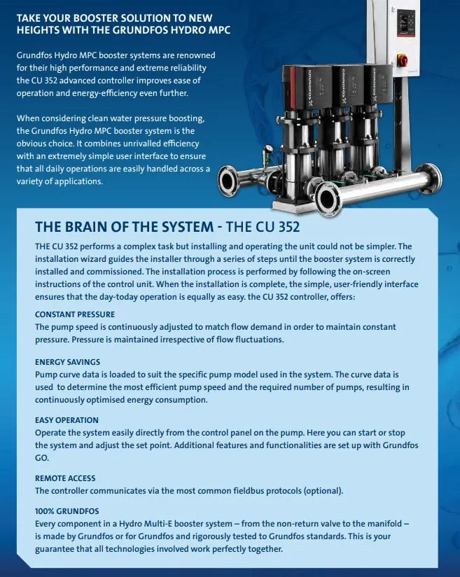 Grundfos Hydro MPC-E Dual CRIE 10 Automatic Variable Speed Pressure Boosting Pump Package (Max 500LPM)