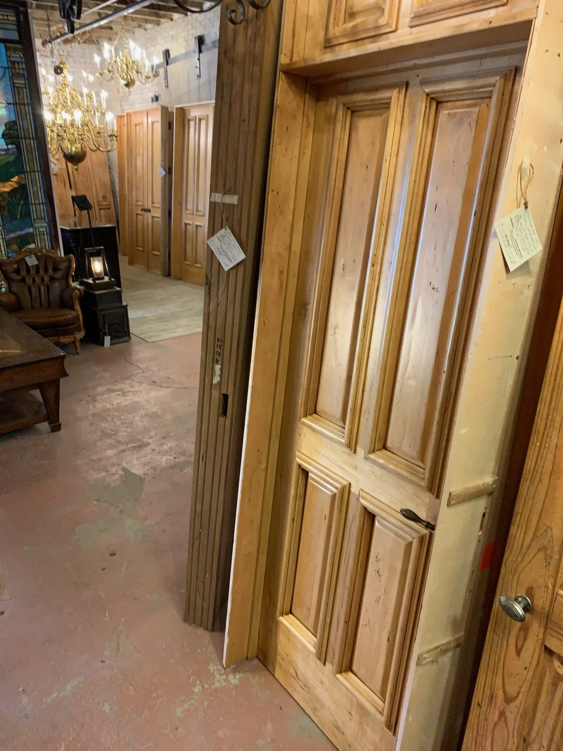 Interior Door with Transom, Wormy Maple