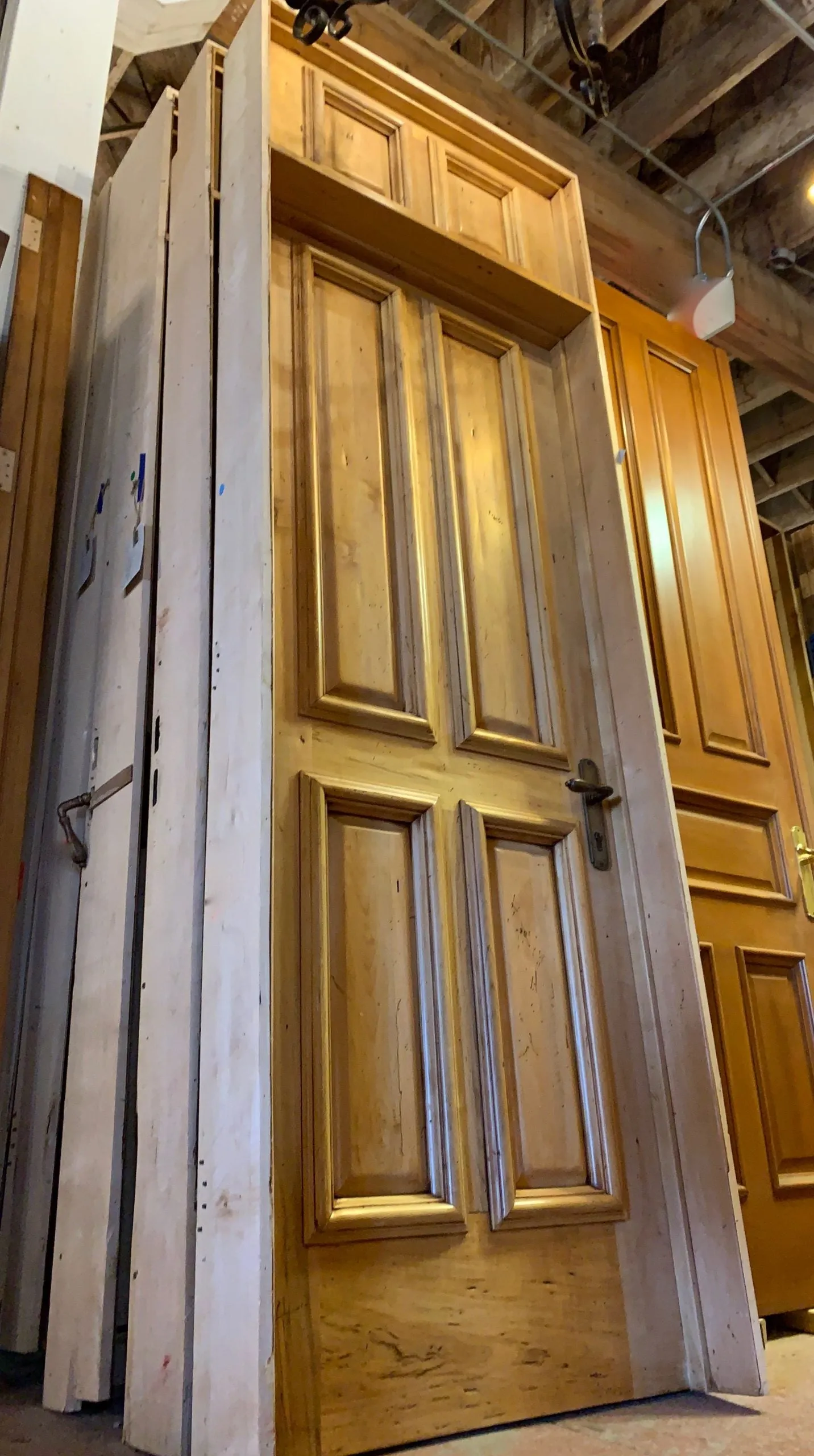 Interior Door with Transom, Wormy Maple