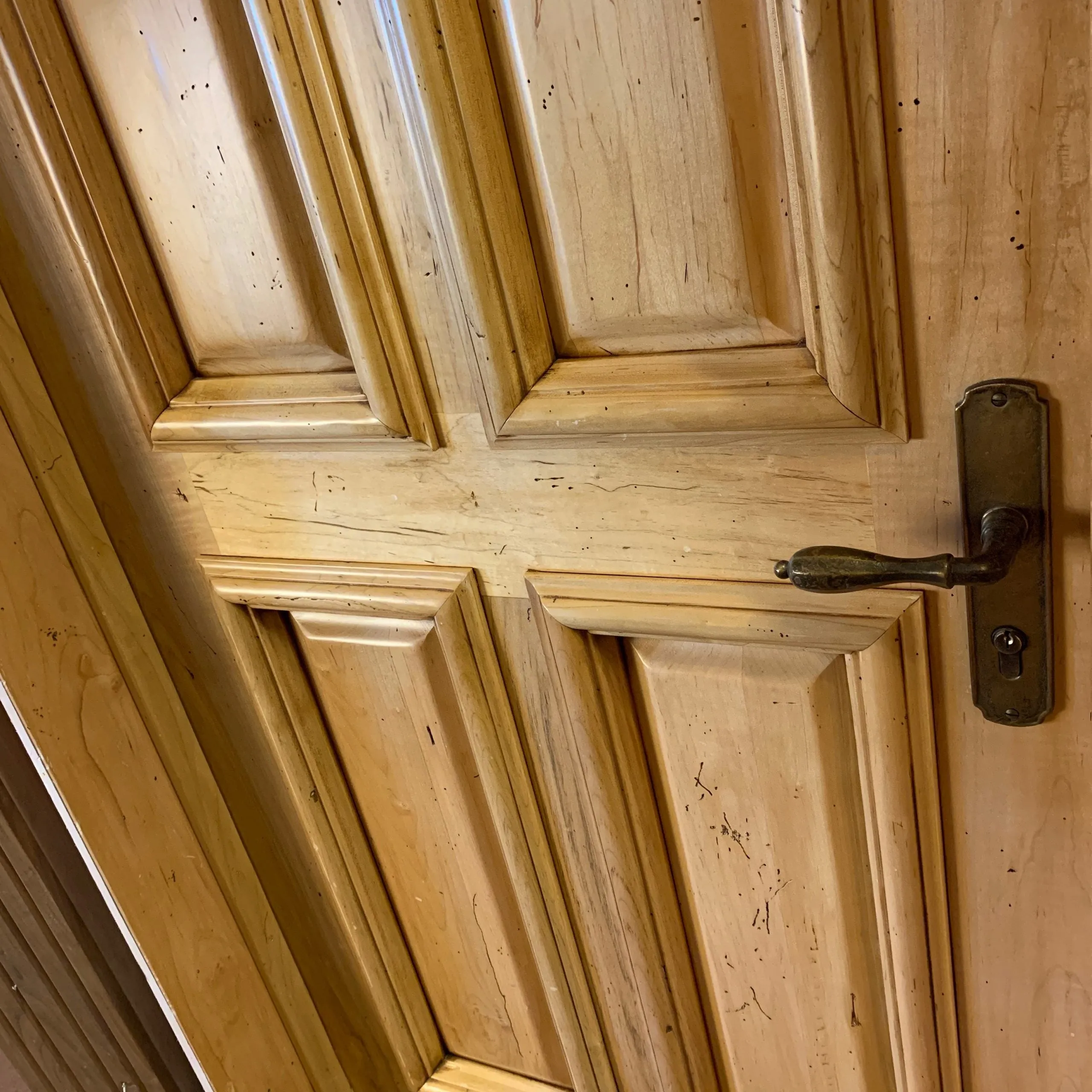 Interior Door with Transom, Wormy Maple