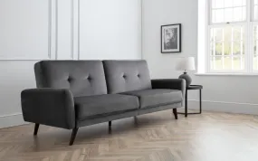 Julian Bowen Monza 3 Seat Sofa Bed Grey Velvet